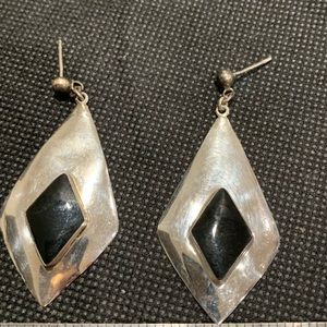 🌚♠️Vintage sterling and onyx earrings
